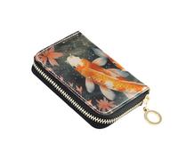 OWFKAY Porta carte di credito Lovely Koi Fish in the Water Piccolo PU Leather Zipper Card Case Portafoglio per le donne, Multicolore, Taglia unica, Casual