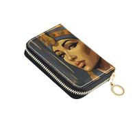 OWFKAY Porta carte di credito regina egiziana ritratto piccolo PU pelle cerniera porta carte di credito portafoglio per le donne, Multicolore, Taglia unica, Casual