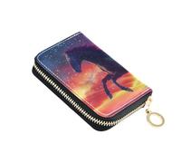 OWFKAY Porta carte di credito Un cavallo al galoppo ruggisce nel cielo, piccolo portafoglio in pelle PU con cerniera per le donne, Multicolore, Taglia unica, Casual