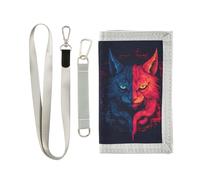 OWFKAY Portafogli per bambini per ragazzi e ragazze portafoglio a tre ante per bambini piccoli gatti ostilità con cerniera tasca portamonete borsa regalo, Ostilità del gatto, 12.5×23cm, Moderno
