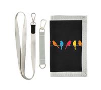 OWFKAY Portafogli per bambini per ragazzi e ragazze portafoglio a tre ante per bambini piccoli uccelli colorati su filo con cerniera tasca portamonete borsa regalo, Uccelli colorati su filo, 12.5×23cm
