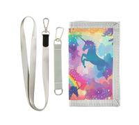 OWFKAY Portafogli per bambini per ragazzi e ragazze portafoglio a tre ante per bambini piccolo unicorno alato con cerniera tasca portamonete borsa regalo, Unicorno alato, 12.5×23cm, Moderno