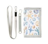 OWFKAY Portafogli per bambini per ragazzi ragazze portafoglio a tre ante per bambini piccole conchiglie carine stelle marine con cerniera portamonete tasca regalo borsa, Stella marina con conchiglie