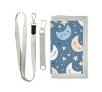 OWFKAY Portafogli per bambini per ragazzi ragazze portafoglio a tre ante per bambini piccole lune carino stelle con cerniera tasca portamonete borsa regalo, Carino Lune Stelle, 12.5×23cm, Moderno