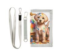OWFKAY Portafogli per bambini per ragazzi ragazze portafoglio a tre pieghe per bambini piccolo cane dipinto 1 con cerniera tasca portamonete borsa regalo, Pittura del cane 1, 12.5×23cm, Moderno