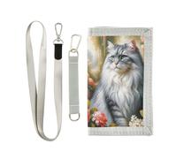 OWFKAY Portafogli per bambini per ragazzi ragazze portafoglio a tre pieghe per bambini piccolo gatto Maine Coon con cerniera tasca portamonete borsa regalo, Gatto Maine Coon, 12.5×23cm, Moderno