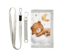 OWFKAY Portafogli per bambini per ragazzi ragazze portafoglio a tre pieghe per bambini piccolo orsetto stelle luna con cerniera tasca portamonete borsa regalo, Little Bear Stars Moon, 12.5×23cm