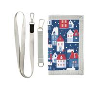 OWFKAY Portafogli per bambini per ragazzi ragazze portafoglio a tre ripiani per bambini piccole case di villaggio strade con cerniera tasca moneta borsa regalo, case a schiera strate, 12,5 × 23 cm