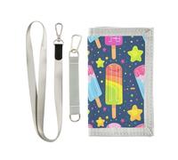OWFKAY Portafogli per bambini per ragazzi ragazze portafoglio tre volte bambini piccolo ghiacciolo stelle carino con cerniera tasca portamonete borsa regalo, Stelle di ghiacciolo carino, 12.5×23cm