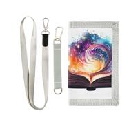 OWFKAY Portafogli per bambini per ragazzi ragazze portafoglio tre volte per bambini piccolo libro galassia con cerniera portamonete borsa regalo, Prenota Galaxy, 12.5×23cm, Moderno