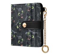 OWFKAY Portafoglio sottile da donna con blocco RFID, portafoglio da viaggio, con scomparti multipli per carte d'identità, finestra per documenti d'identità, pantera nera