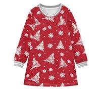 OWFKAY Ragazza Maglione Abito A Mano Linee Disegno Albero Di Natale Santo Manica Lunga Autunno Inverno Casual Abito Di Base, Multicolore, 7-8 Anni