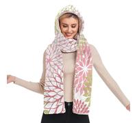 OWFKAY Sciarpa invernale da donna con cappuccio calda, sciarpa lunga con tasca per guanti, design tre in uno e versatilità all'aperto, fiore astratto rosso giallo rosa floreale dalia