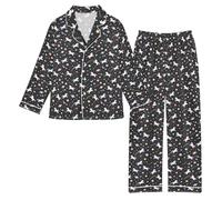 OWFKAY Set pigiama in raso setoso a maniche lunghe Lounge Pjs Set da notte 2 pezzi Button Down Nighty 5-6Y S unicorno stelle rosa carino, Unicorno Stelle Rosa Carino, 13-14 Years