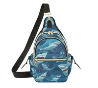 OWFKAY Sharks Fierce Sling Bag per uomo donna borsa a tracolla borsa a tracolla antifurto viaggio escursionismo