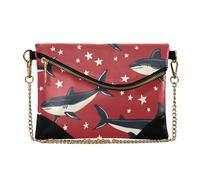 OWFKAY Star Sharks - Pochette da donna, in pelle, con tracolla e cinturino a catena, colore: rosso