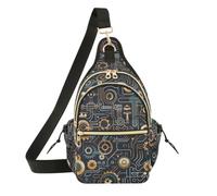 OWFKAY Steampunk Meccanico Ingranaggi Sling Bag per Uomini Donne Crossbody Borsa A Tracolla Antifurto Viaggi Escursioni