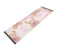 OWFKAY Tappeto per corridoio, orsacchiotto rosa e bianco mimetico, lungo zerbino per interni, antiscivolo, ultra morbido, per camera da letto, bagno, lavanderia, soggiorno, 183 x 60 cm.