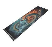 OWFKAY Tappeto per corridoio, un drago con due colori di acqua e fuoco, zerbino lungo per interni, antiscivolo, ultra morbido, per camera da letto, bagno, lavanderia, soggiorno, 183 x 60 cm.