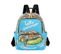 OWFKAY Turtle Hello Summer Piccolo zaino da donna zaino mini ragazza borsa scuola viaggio antifurto casual, Turtle Ciao Estate, M, Zaino da donna