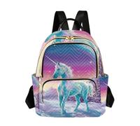 OWFKAY Unicorns Rainbow 2 piccolo zaino per le donne zaino mini ragazze borsa scuola viaggio antifurto casual, Unicorni Arcobaleno 2, M, Zaino da donna