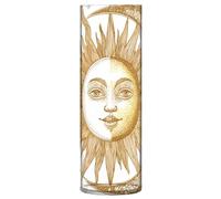 OWFKAY Vaso per fiori, 10 cm di larghezza x 30 cm di altezza, vaso cilindrico per centrotavola, decorazione per casa e ufficio, contenitore, motivo con sole e luna, sfondo bianco