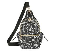 OWFKAY White Grass Black Sling Bag per uomo donna borsa a tracolla borsa a tracolla antifurto viaggio escursionismo