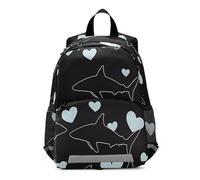 OWFKAY Zainetto per bambini con cuori di squali, colore nero, zaino per la scuola per ragazzi e ragazze zaino per bambini piccolo