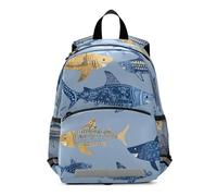 OWFKAY Zainetto per bambini con squali sardine blu, per asilo nido e scuola, per ragazzi, ragazze, bambini, piccolo