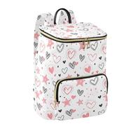 OWFKAY Zaino da donna alla moda, zaino universitario, antifurto, borsa a tracolla da viaggio, borsa a tracolla da uomo, con motivo a stelle e cuori rossi e neri