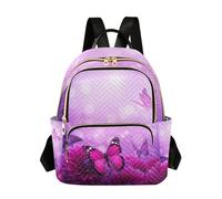 OWFKAY Zaino da donna con farfalla e dalia, viola, mini zaino per la scuola, da viaggio, antifurto, casual, Farfalla Dalia Viola, M, Zaino da donna