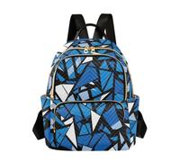 OWFKAY Zaino da donna con schegge geometriche blu e bianche, mini zaino per la scuola, da viaggio, antifurto, casual, Frammento Geometrico Blu Bianco, M, Zaino da donna