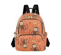 OWFKAY Zaino da donna con scimmia arancione, piccolo, per la scuola, da viaggio, antifurto, casual, Scimmia Arancione Carino, S, Zaino da donna