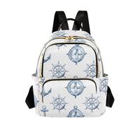 OWFKAY Zaino da donna con timone blu, piccolo, con ancora, mini zaino per la scuola, da viaggio, antifurto, casual, Ancoraggio timone blu, S, Zaino da donna