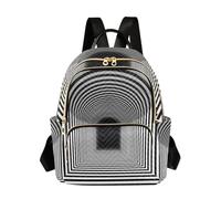 OWFKAY Zaino da donna, con tunnel, nero e bianco, piccolo, per la scuola, da viaggio, antifurto, casual, Tunnel Bianco e Nero, M, Zaino da donna