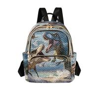 OWFKAY Zaino da scuola per ragazze e donne, per adolescenti, università, liceo, casual, piccolo, piccolo, borsa per libri, zaino da giorno, S dinosauri combattimento, Dinosauri Combattimento, S