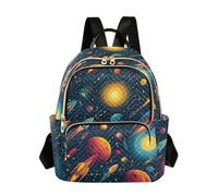 OWFKAY Zaino da scuola per ragazze e donne, per adolescenti, università, scuola superiore, casual, piccolo, piccolo, borsa per libri, zainetto S cartone animato razzo galassia modello, Modello di