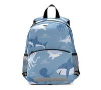 OWFKAY Zaino per bambini con polpi e squali, zaino per la scuola per bambini e bambine, piccolo