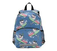OWFKAY Zaino per bambini con squali, con tavola da surf, per bambini e bambine, piccolo