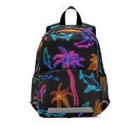 OWFKAY Zaino per bambini con squali palme e squali neon per bambini zaini per la scuola per ragazzi ragazze zaino per bambini piccolo