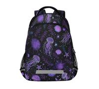 OWFKAY Zaino per la scuola per bambini con meduse viola e stella marina, zaino da viaggio leggero per ragazzi e ragazze