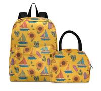 OWFKAY Zaino per la scuola per bambini con portapranzo BookBag Borsa scolastica Prescolare Asilo Bambino Girasole Barca a vela