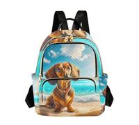 OWFKAY Zaino piccolo da donna con cane sulla spiaggia, mini zaino per la scuola, da viaggio, antifurto, casual, Cane sulla spiaggia, M, Zaino da donna