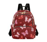 OWFKAY Zaino piccolo da donna, con farfalla rossa, per la scuola, da viaggio, antifurto, casual, farfalla rossa, M, Zaino da donna