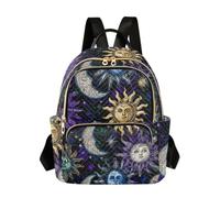 OWFKAY Zaino piccolo da donna con luna crescente e sole, mini zaino per la scuola, da viaggio, antifurto, casual, Sole Luna Mezzaluna, S, Zaino da donna