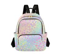 OWFKAY Zaino piccolo da donna leopardato con ghepardo arcobaleno mini zaino per la scuola borsa da viaggio antifurto casual, Leopard Cheetah Rainbow, S, Zaino da donna