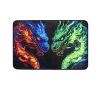 OWFKAY Zerbino di benvenuto con due teste di drago colorate rivolte verso l'esterno, per soggiorno, cucina, casa, interni, esterni, 60 x 40 cm