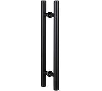 OWIEN Grande maniglia porta scorrevole for la doccia a due lati, impugnatura a spinta in vetro, impugnatura della porta del fienile, facile da installare(Matt Black,80cm/2.6ft)