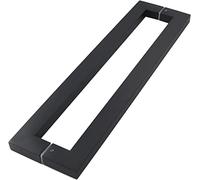 OWIEN Impugnatura a doppio lato quadrato/rettangolo trappola for porta, impugnatura a spinta della porta in vetro/legno, for ingresso/ingresso/doccia(Black,60cm/2 ft)