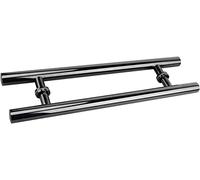OWIEN Manico a traino della porta, manico a forma H a doppio lato H for porta scorrevole, cancello, capannone, garage, acciaio inossidabile(Black,60cm/24in)